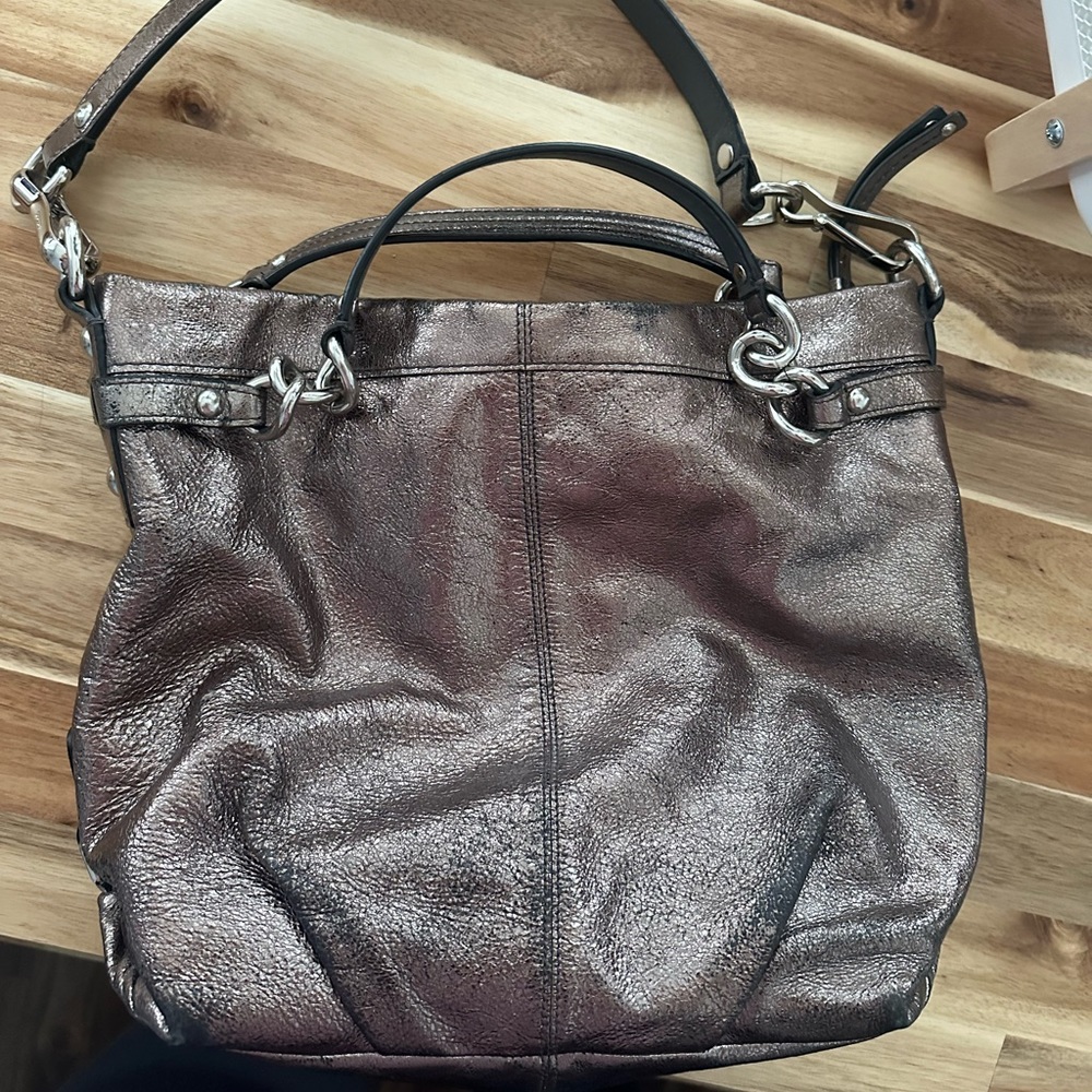 Coach F17165 Silver Metallic Brooke Hobo Satchel
